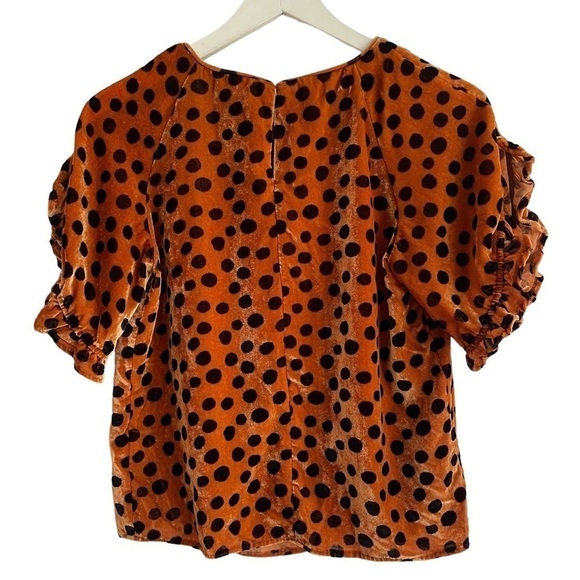 Madewell Velvet Memento Ruffle-Sleeve Top in Leopard Dot, Size XS - Picture 7 of 11